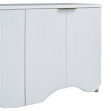 U-Style Vertical Stripes and Wavy Design of a Four-Door Cabinet Cabinet Suitable for Hallway, Entryway, Living Room