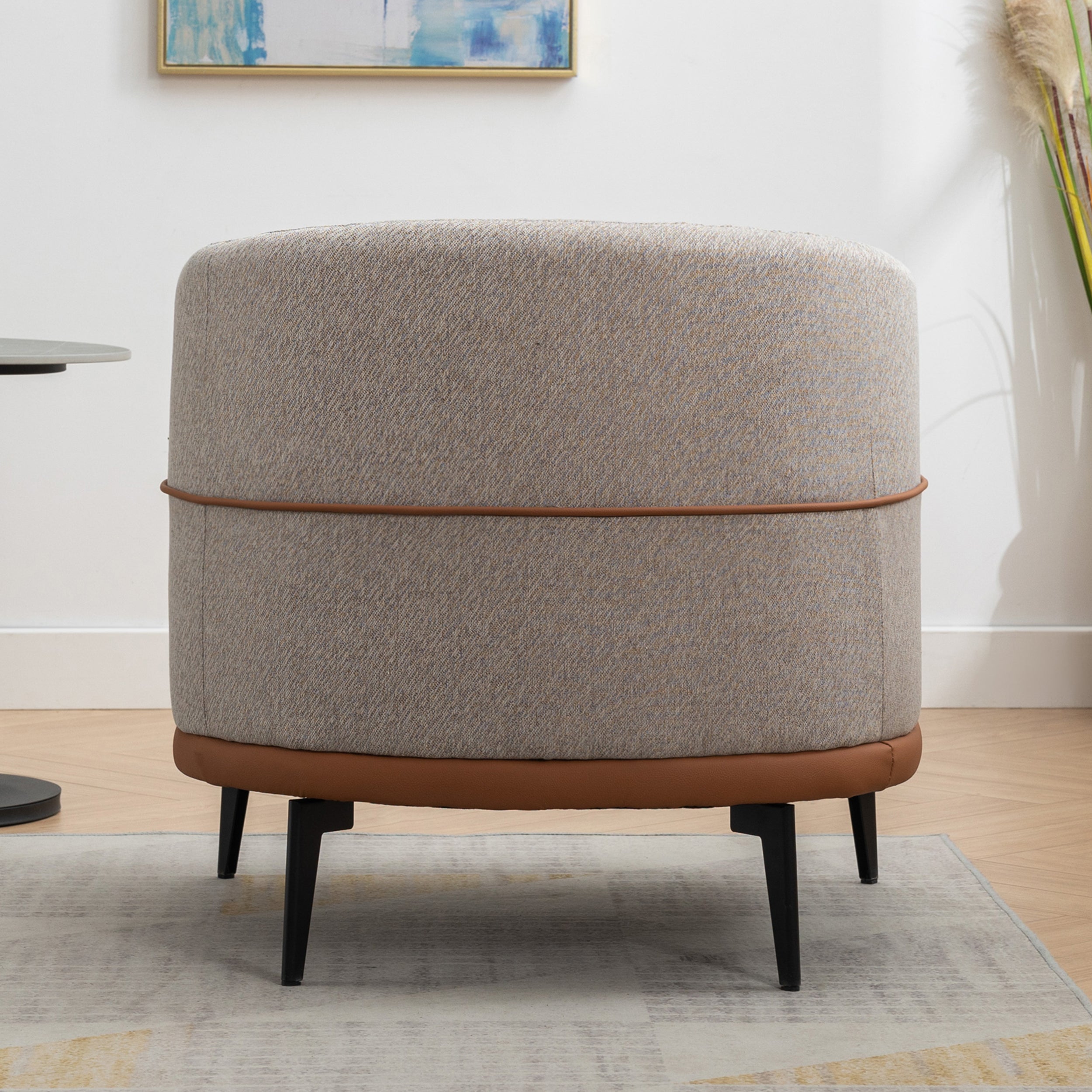 Modern Two-tone Burnt Orange Barrel Fabric Chair