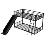 Metal Bunk Bed with Slide, Twin over Twin, Black