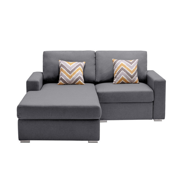 Nolan Gray Linen Fabric 2-Seater Reversible Sofa Chaise with Pillows and Interchangeable Legs