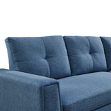 91" Blue Reversible Sleeper Sectional with Storage Chaise