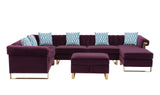 Maddie Purple Velvet 7-Seater Sectional Sofa with Reversible Chaise and Storage Ottoman