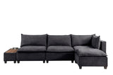 Madison Dark Gray Fabric 5 Piece Modular Sectional Sofa Ottoman with USB Storage Console Table