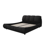 King Size Upholstered Platform Bed with Oversized Padded Backrest, Thickening Pinewooden Slats and Solid Wood Leg,Black