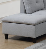 Grey Sectional w Ottoman Linen Like Fabric