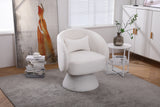 Swivel Accent Chair Armchair, Round Barrel Chair in Fabric for Living Room Bedroom(White)