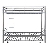 Twin-Over-Twin Metal Bunk Bed With Trundle,Can be Divided into two beds,No Box Spring needed ,White ( old sku: MF194806AAN )