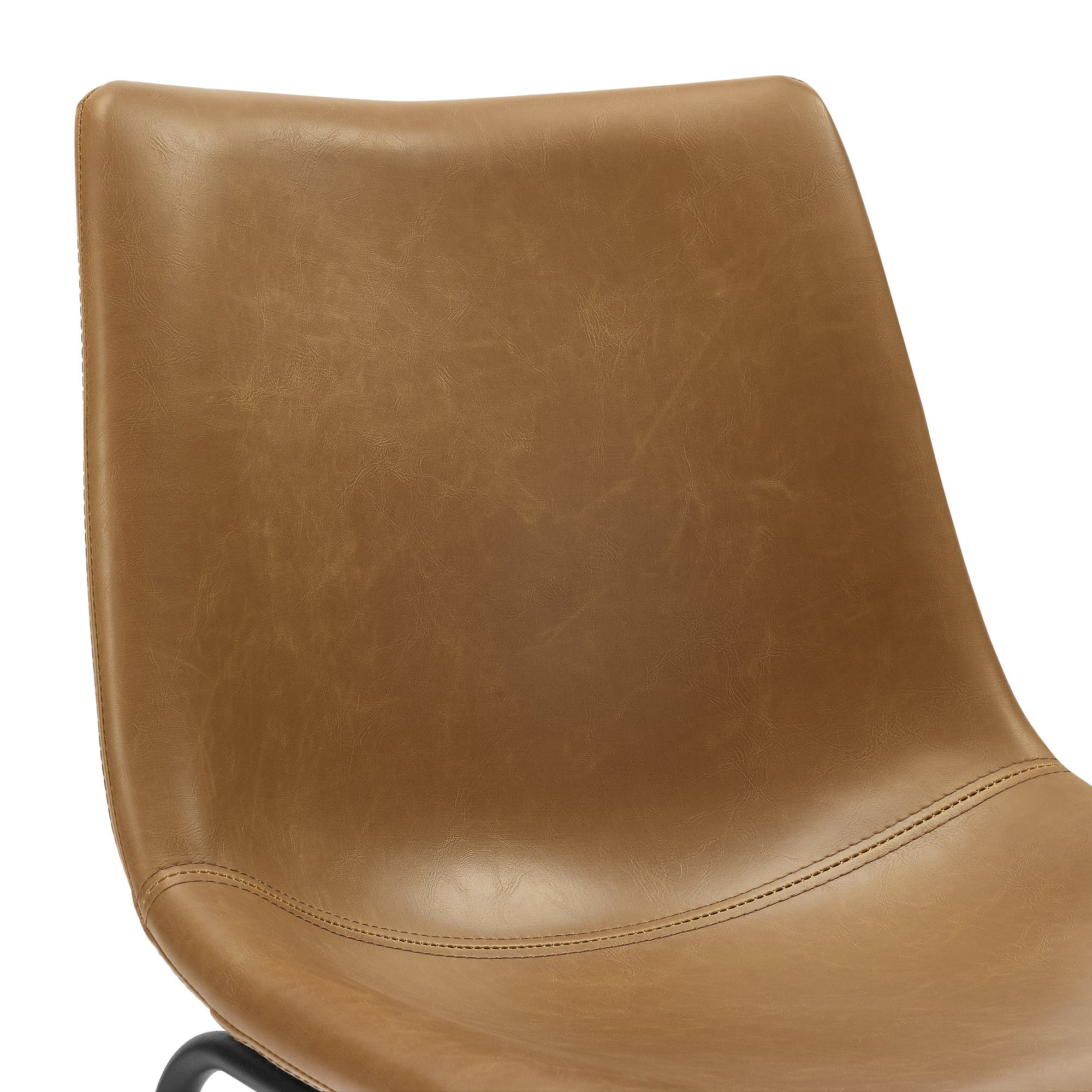 Industrial Faux Leather Dining Chairs, Set of 2 - Whiskey Brown