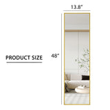 The 4rd generation aluminum alloy metal frame wall mounted full body mirror, bathroom makeup mirror, bedroom entrance, decorative mirror, quality upgrade, 48 "* 13.8"