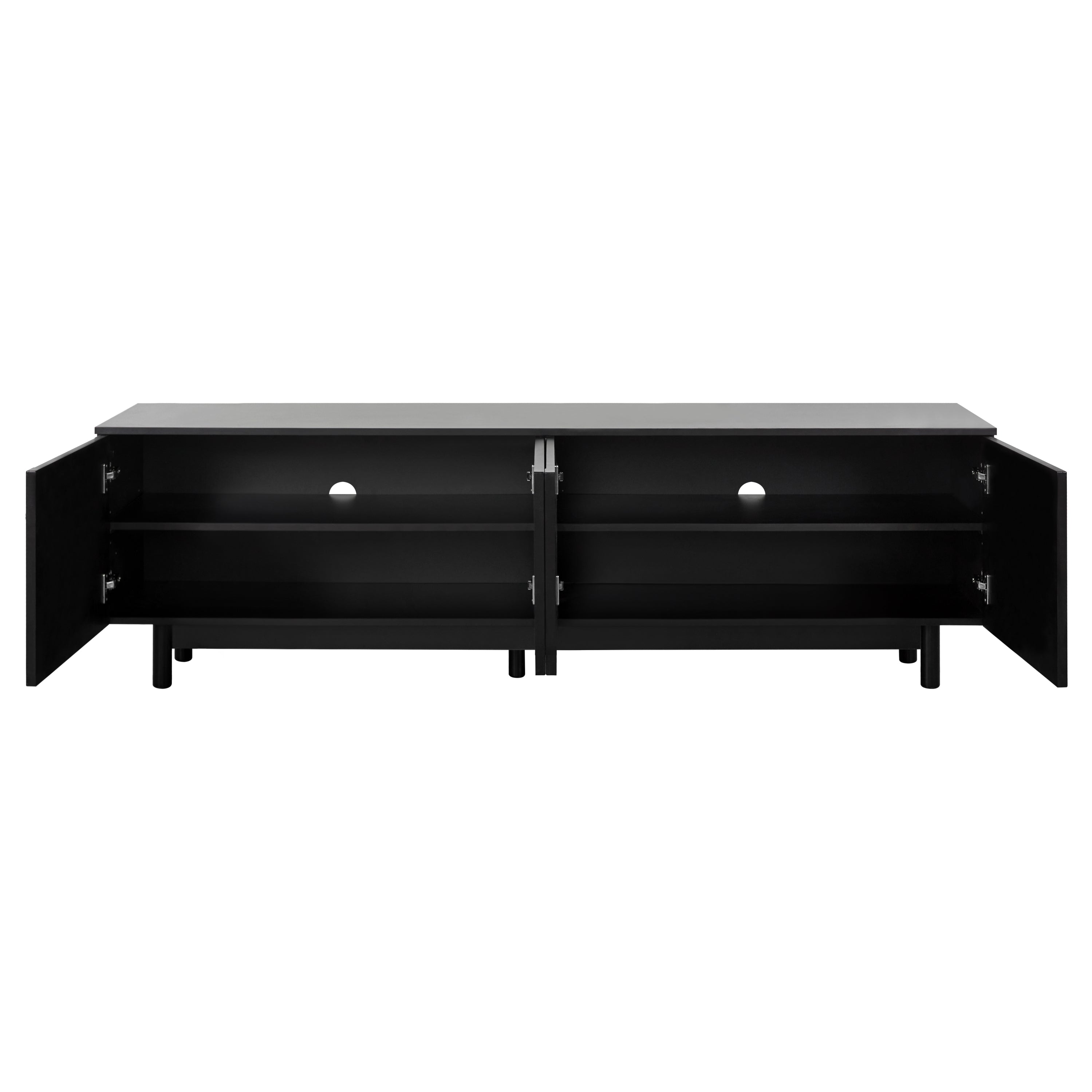 ON-TREND Graceful TV Stand with Arch Cabinets for TVs Up to 78'', Minimalist Entertainment Center with Solid Wood Legs, Practical Media Console with Adjustable Shelves for Living Room, Black
