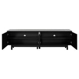 ON-TREND Graceful TV Stand with Arch Cabinets for TVs Up to 78'', Minimalist Entertainment Center with Solid Wood Legs, Practical Media Console with Adjustable Shelves for Living Room, Black