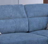 Diego Blue Fabric Sectional Sofa with Right Facing Chaise, Storage Ottoman, and 2 Accent Pillows