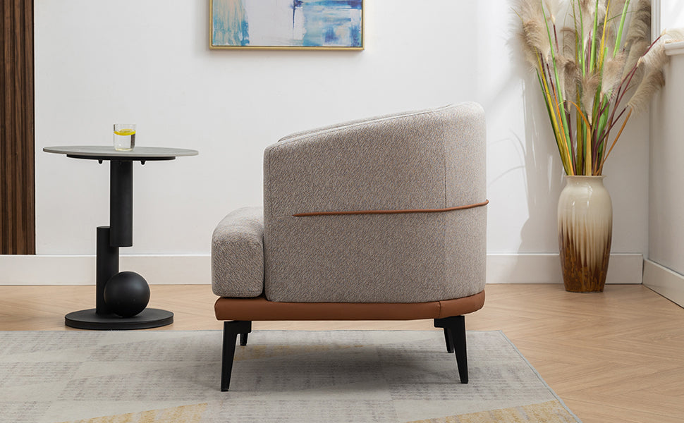 Modern Two-tone Burnt Orange Barrel Fabric Chair