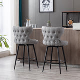 Set of 2 (Gray) Counter Height 25" Modern Linen Swivel Bar Stool Chairs