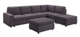 Cassia Modular Sectional Sofa with Ottoman in Dark Gray Linen