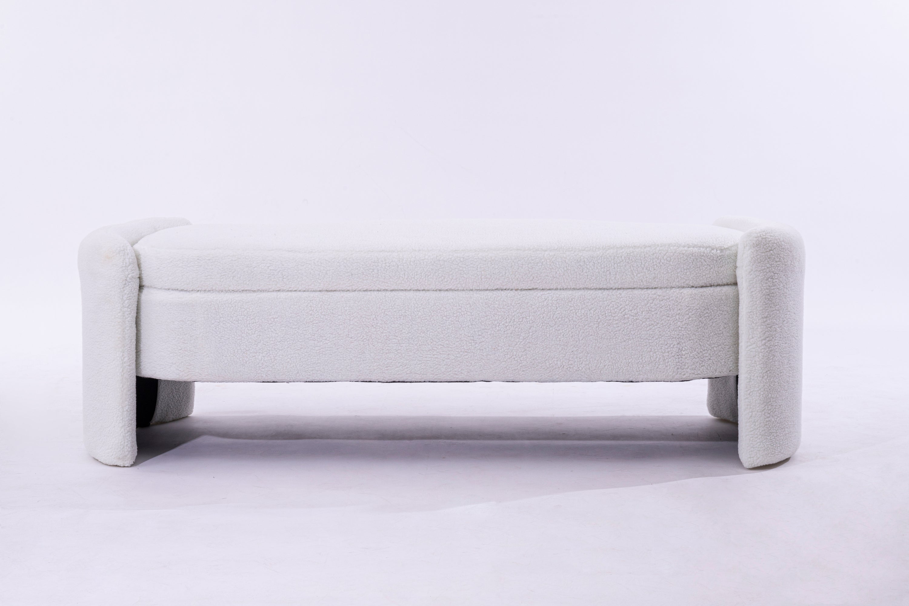 Footstool with storage function  beige teddy fabric  suitable for hallway bedroom living room