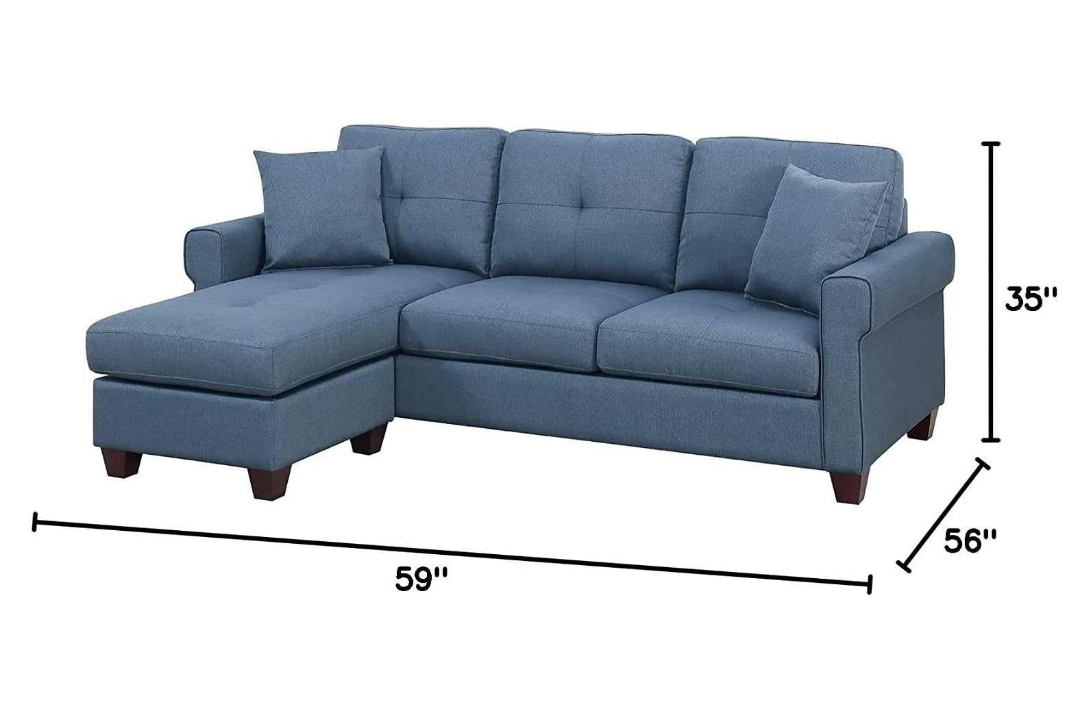 Glossy Blue Reversible Sectional Chaise