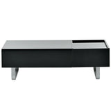 [VIDEO provided] ON-TREND Multi-functional Coffee Table with Lifted Tabletop, Contemporary Cocktail Table with Metal Frame Legs, High-gloss Surface Dining Table for Living Room, Black