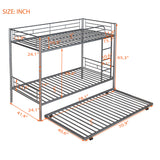 Twin-Over-Twin Metal Bunk Bed With Trundle,Can be Divided into two beds,No Box Spring needed ,White ( old sku: MF194806AAN )