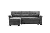 Ashlyn Gray Woven Fabric Sleeper Sectional Sofa Chaise with USB Charger and Tablet Pocket