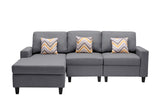 Nolan Gray Linen Fabric 3Pc Reversible Sectional Sofa Chaise with Pillows and Interchangeable Legs