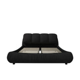 King Size Luxury Upholstered Platform Bed with Oversized Padded Backrest and Solid Wood Frame,suitable for Multiple heights of mattresses,Black(Old Sku:W1885S00017)