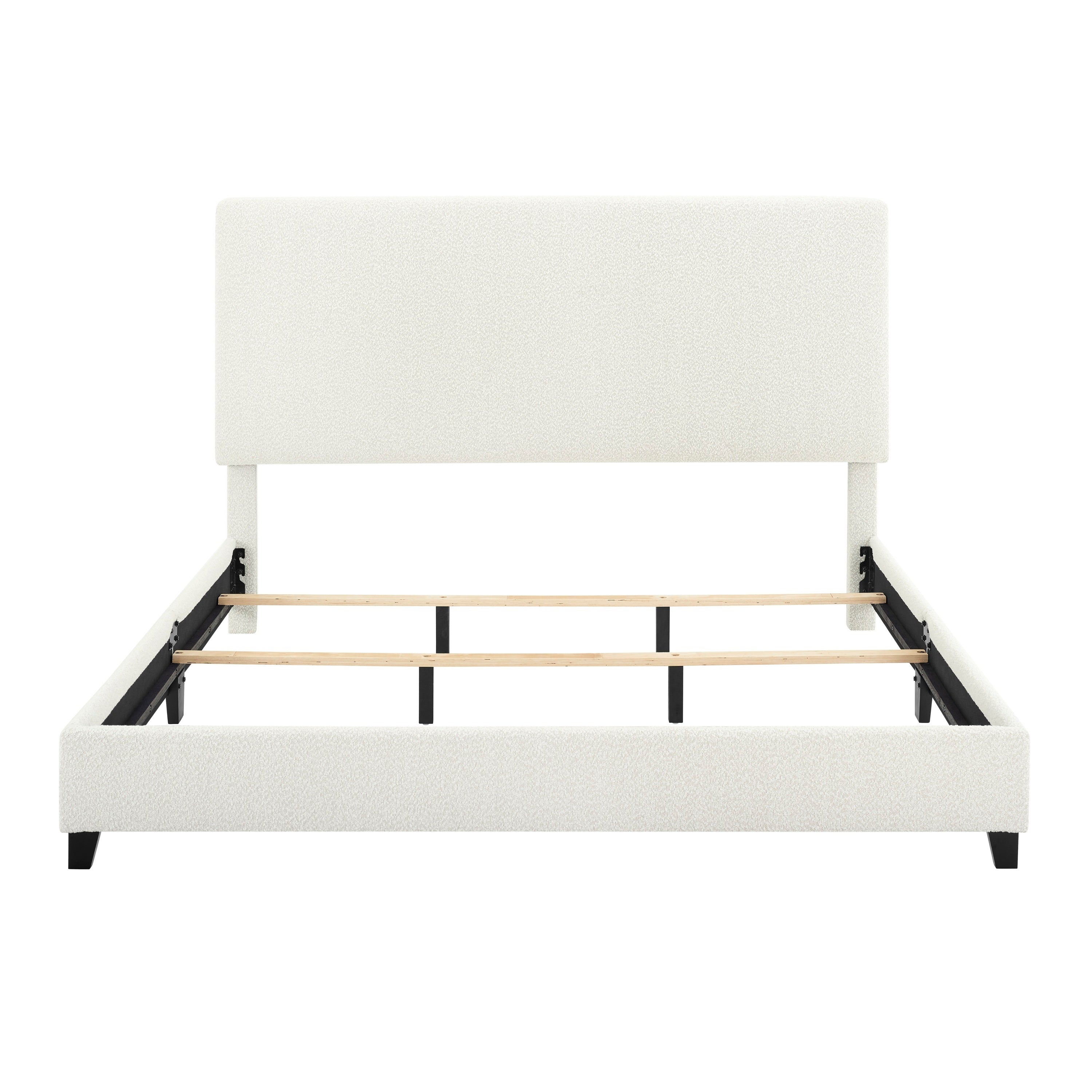 Bridgevine Home King Size White Boucle Upholstered Platform Bed