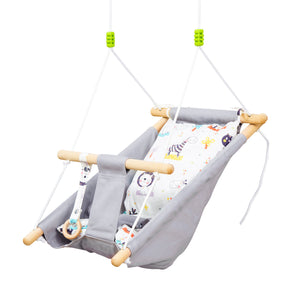 Indoor Baby Swing with 2 Cushions, Infant Chair Hanging Rope Max.176 Lbs, w/ Cotton Weave for Home Patio Lawn, 6 Months to 3 Years Old, Gray