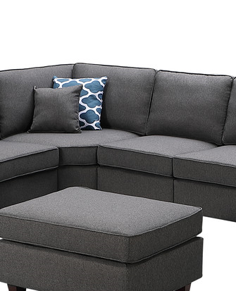 Casanova Dark Gray Linen 7Pc Modular Sectional Sofa and Ottoman