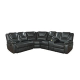 Hong Kong Power Reclining Sectional made with Faux Leather in Black