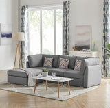 Amira Gray Fabric Sofa with Ottoman and Pillows