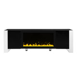 ON-TREND Modern TV Stand with 34.2" Non-heating Electric Fireplace, High Gloss Entertainment Center with 2 Cabinets, Media Console for TVs up to 78", Black