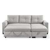 91" Light Grey Reversible Sleeper Sectional with Storage Chaise