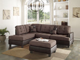 Chocolate Tufted Reversible 3pc Sectional