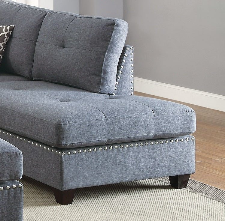 Blue Grey 3-pcs Sectional Reversible