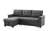 Destiny Dark Gray Linen Reversible Sleeper Sectional Sofa with Storage Chaise