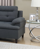 Charcoal Linen Like Fabric Cushion Sectional w Ottoman