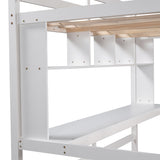 Twin Size Loft Bed with Convenient Desk, Shelves, and Ladder, White(Similar SKU:SM001302AAK)