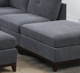 Ash Grey Chenille Fabric Modular Sectional 6pc Set