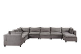 Madison Light Gray Fabric 8 Piece Modular Sectional Sofa Chaise