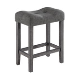 Lucian Gray 5 Piece Counter Height 36" Pub Table Set with Tufted Gray Linen Stools