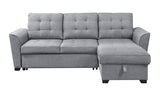 Avery 90.5" Light Gray Linen Sleeper Sectional Sofa with Reversible Storage Chaise