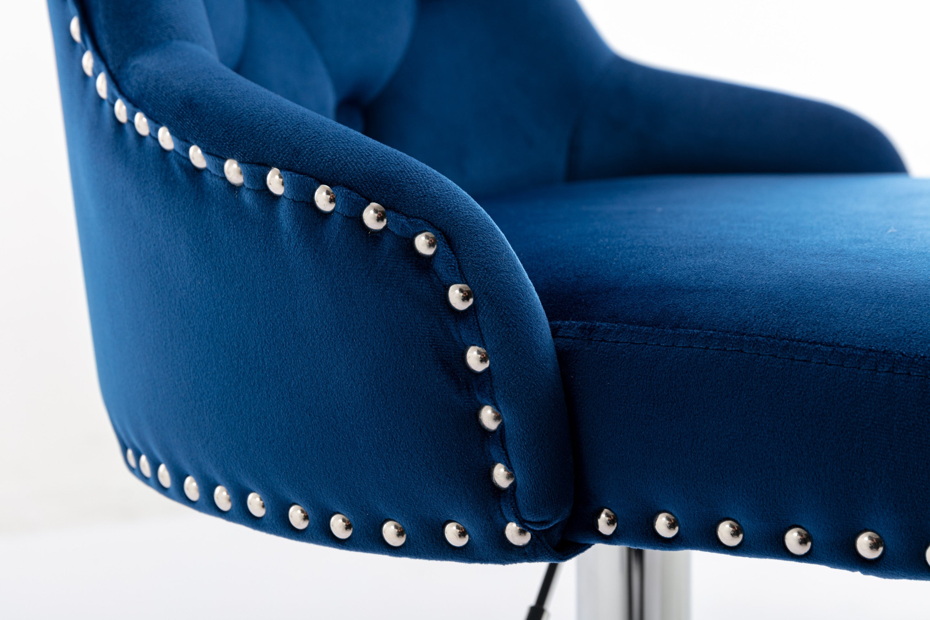 Swivel Velvet Barstools Adjusatble Seat Height , Modern Upholstered Bar Stools with Backs Comfortable Tufted for Home Pub and Kitchen Island（Dark Navy,Set of 2）