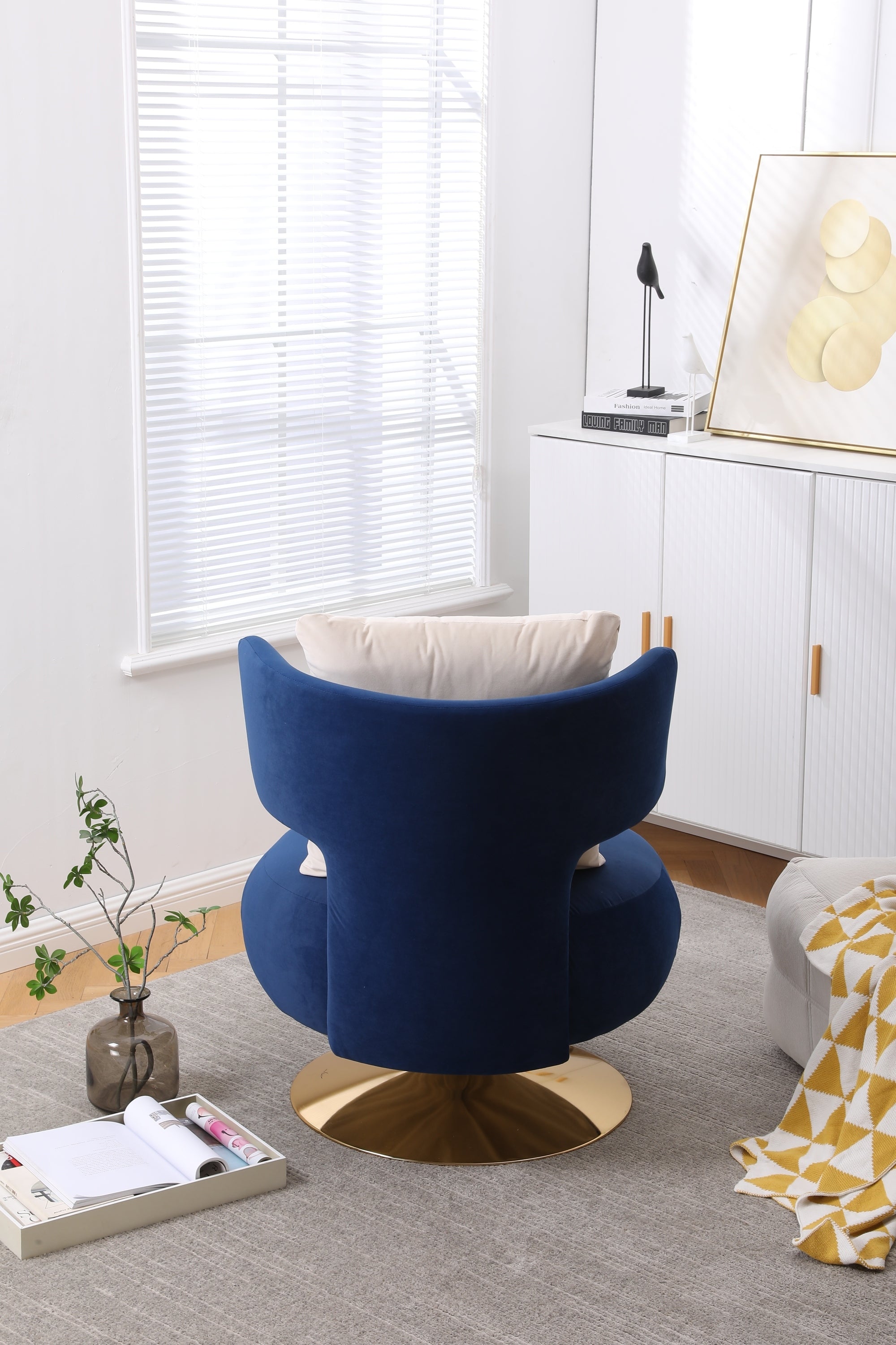 Swivel Accent Chair Armchair, Round Barrel Chair in Fabric for Living Room Bedroom