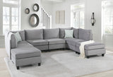 Simona 120" Gray Velvet 8Pc Modular Sectional Sofa