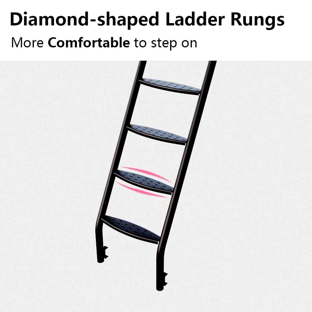 Black Twin over Full Metal Bunk Bed with Comfortable Rungs, Easy to assemble