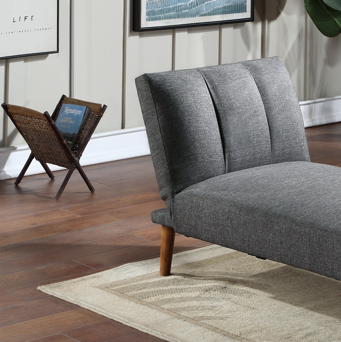 Blue Grey 2pc Sectional Adjustable Sofa Chaise