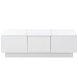 [VIDEO provided] ON-TREND Coffee Table with 2 large Hidden Storage Compartment, Extendable Cocktail Table with 2 Drawers, High-gloss Center Table with Sliding Top for Living Room, 39.3"x21.6", White