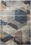 Calliope Gray/ Blue/ Natural Geometric Area Rug 8x10