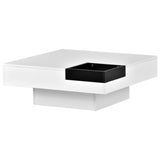 ON-TREND Modern Minimalist Design 31.5*31.5in Square Coffee Table with Detachable Tray and Plug-in 16-color LED Strip Lights Remote Control for Living Room( OLD SKU: WF291303AAK )